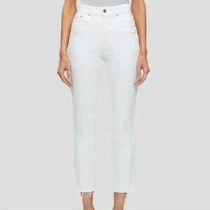 NEW GRLFRND Karolina High Rise Straight Crop in Brentwood White 100% Cotton 28 6